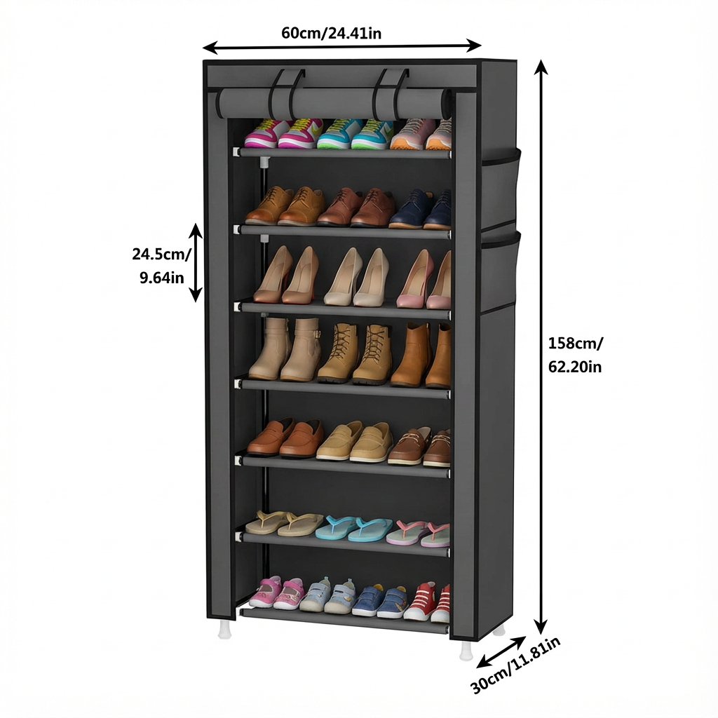 Zapatera de 8 Niveles con Funda Antipolvo y Cierre Frontal - Image 5