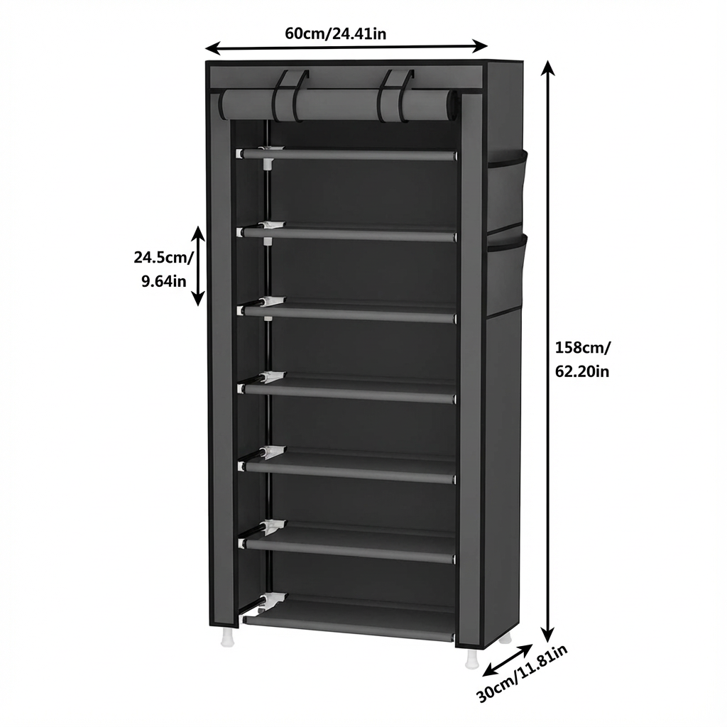 Zapatera de 8 Niveles con Funda Antipolvo y Cierre Frontal - Image 4