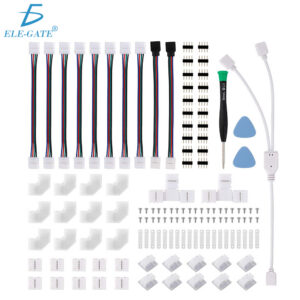 Kit Completo de Conectores para Tiras LED RGB 4 Pines Extensiones Splitter Clips Tornillos y Herramientas