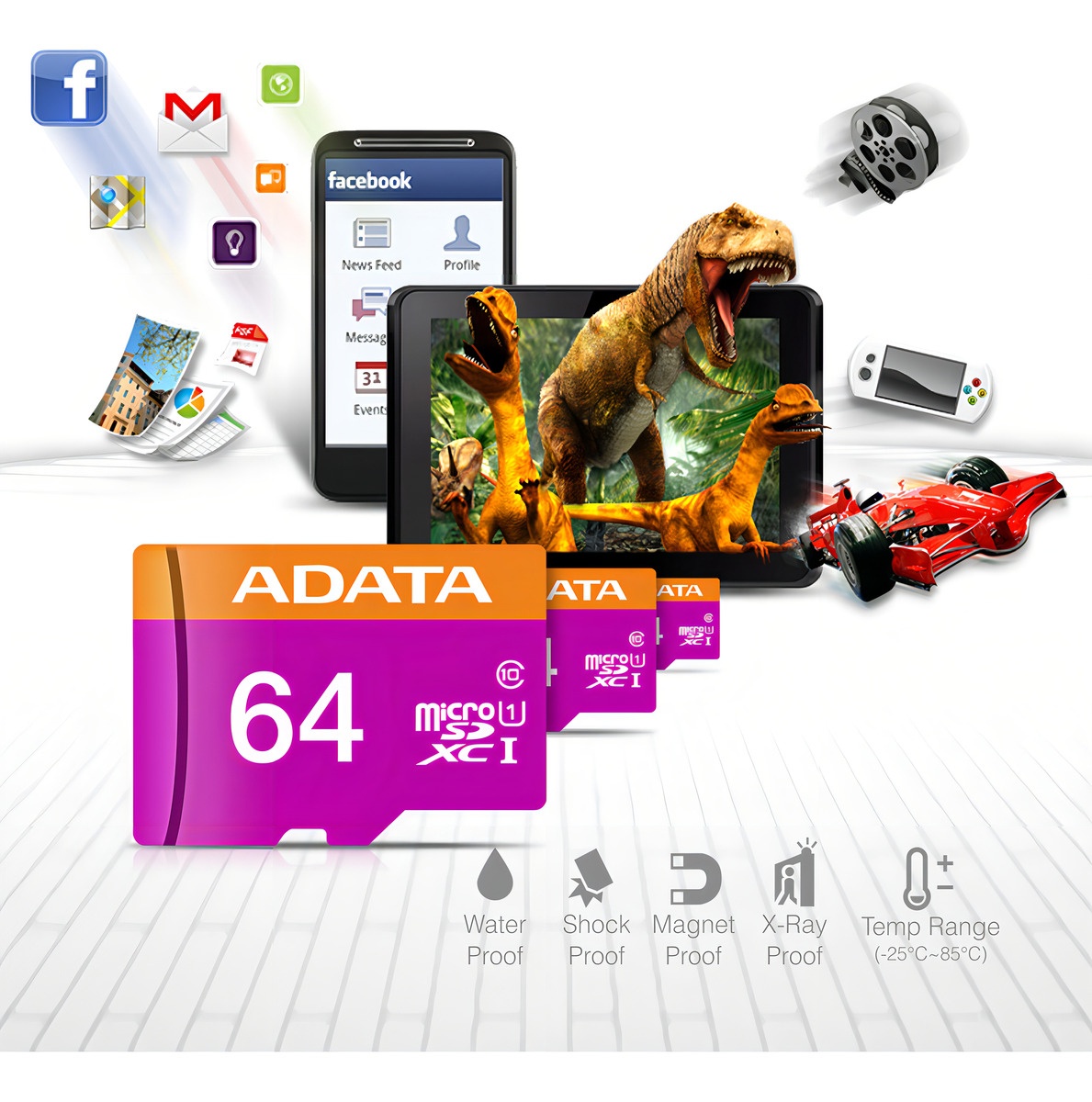 Tarjeta de memoria Adata AUSDX64GUICL10-RA1 Premier con adaptador SD 64GB - Image 5