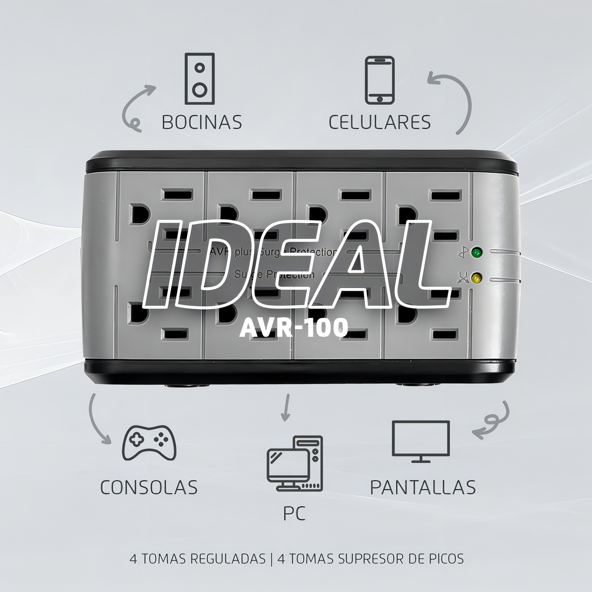 Vorago Avr-100 Regulador De Voltaje Supresor De Picos 8 Contactos 120 V 1000Va / 480 W Protector De Voltaje - Image 3