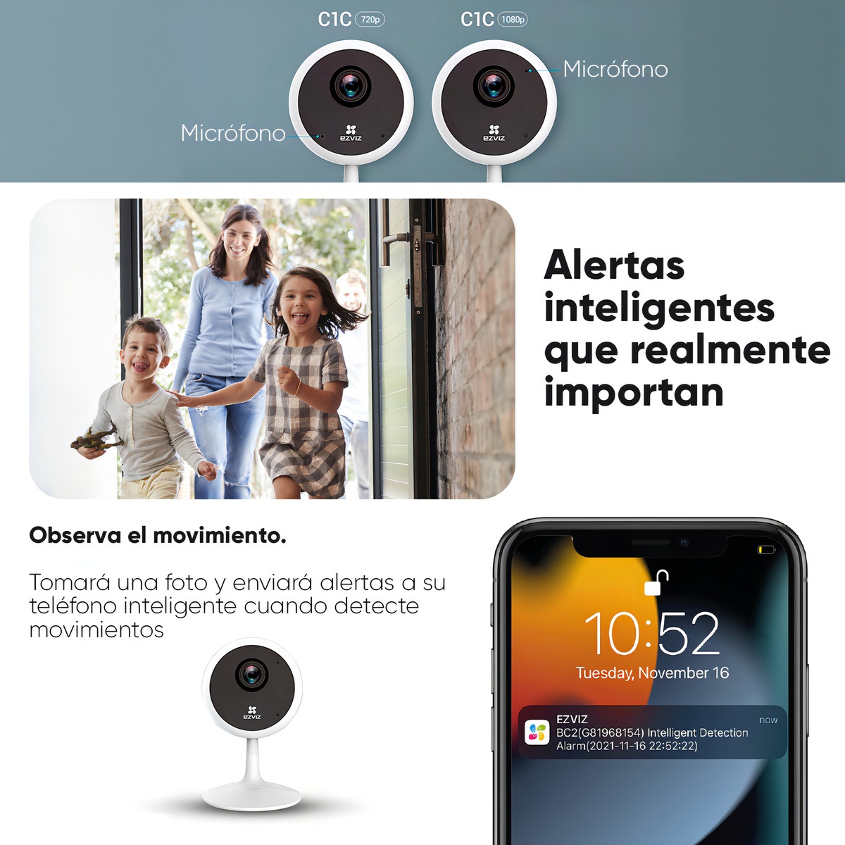 cámara cctv wifi Ezviz Cs-c1c Ip 2mp Para Interiores Detección De Movimiento - Image 3