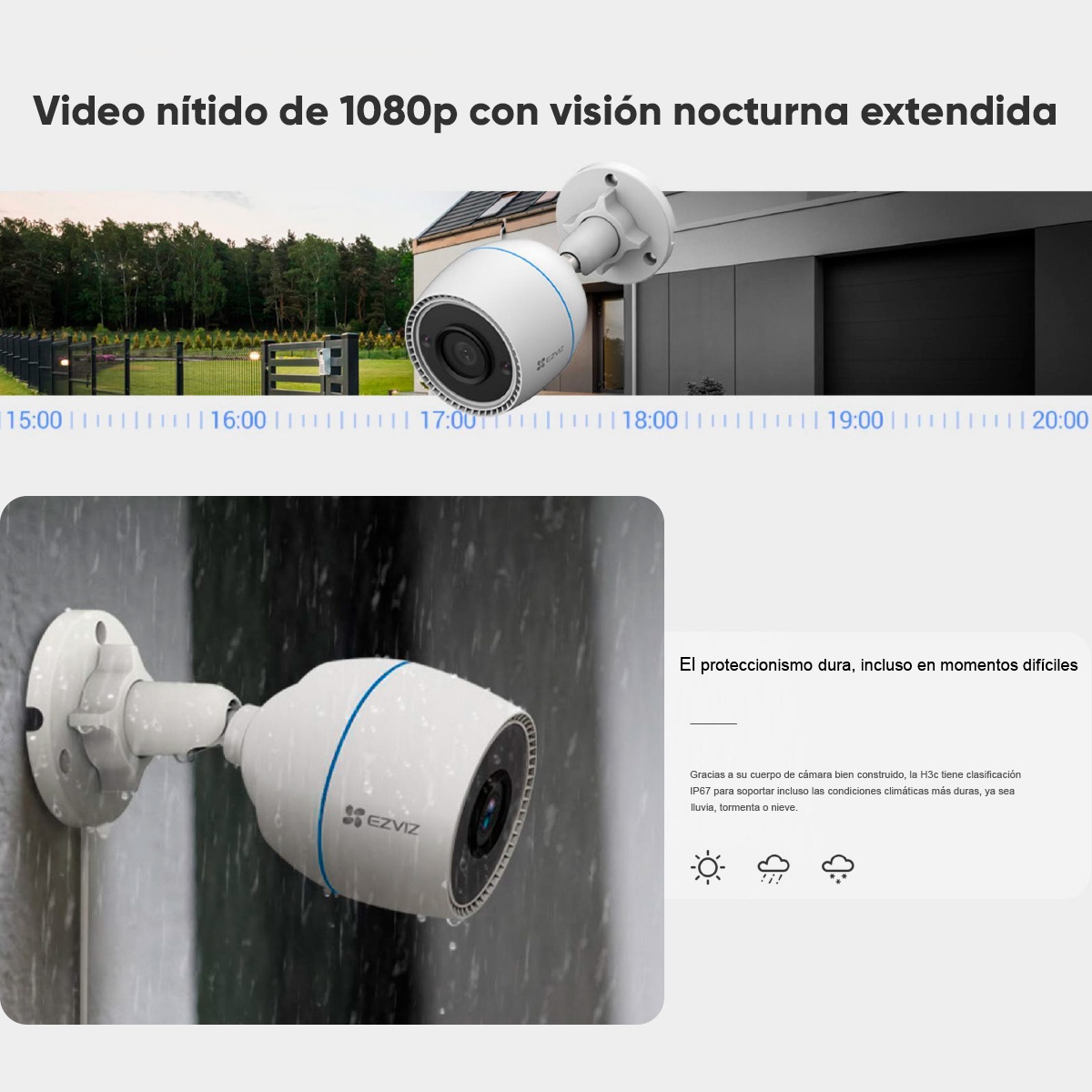 Cámara cctv wifi Ezviz CS-H3c bala resolución 2MP Micrófono - Image 4