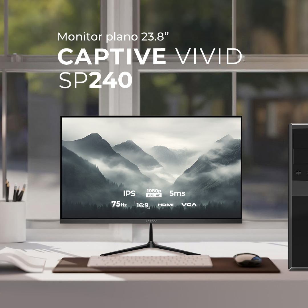 Monitor Acteck Plano 23.8" IPS Captive Vivid SP240 FHD 75Hz 5ms - Image 2