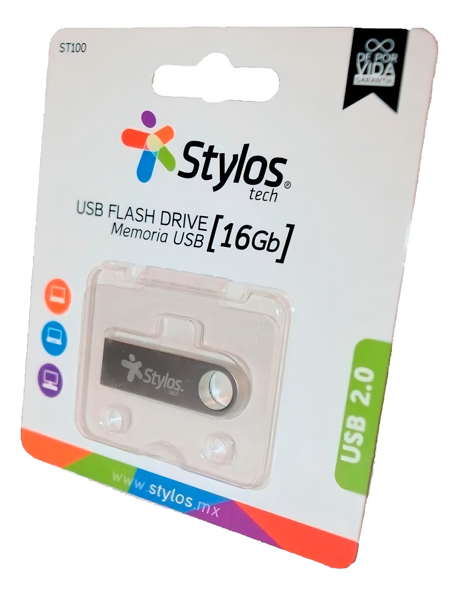 Memoria USB Stylos Tech ST100 16GB 2.0 Liso plateado - Image 4