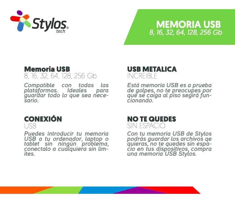 Memoria USB Stylos Tech ST100 16GB 2.0 Liso plateado - Image 5