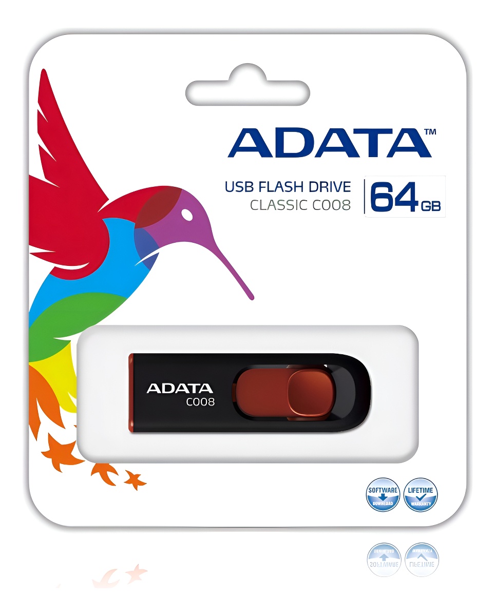Memoria USB Adata C008 64GB 2.0 negro y rojo - Image 10