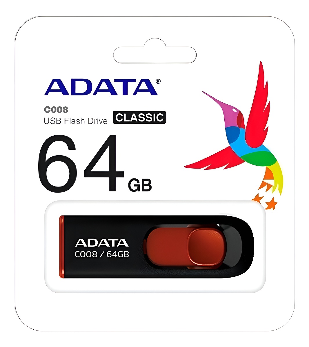 Memoria USB Adata C008 64GB 2.0 negro y rojo - Image 2