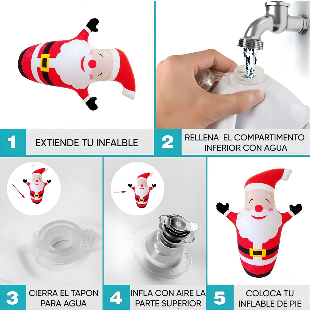 Inflable de Santa con brazos arriba con luces RGB - Image 2