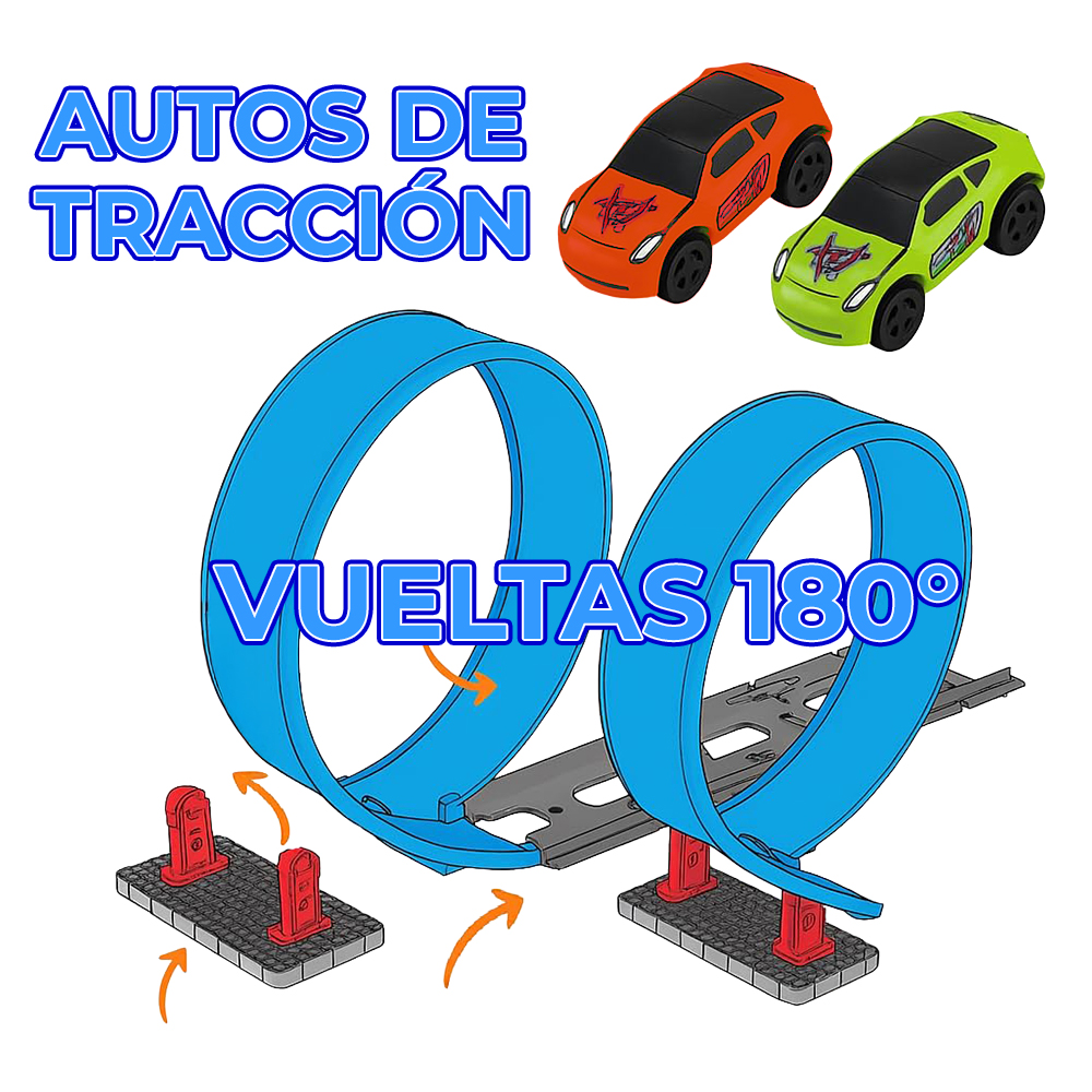 Pista de Carreras Armable que Desafía la Gravedad con Vueltas 180° - Image 2