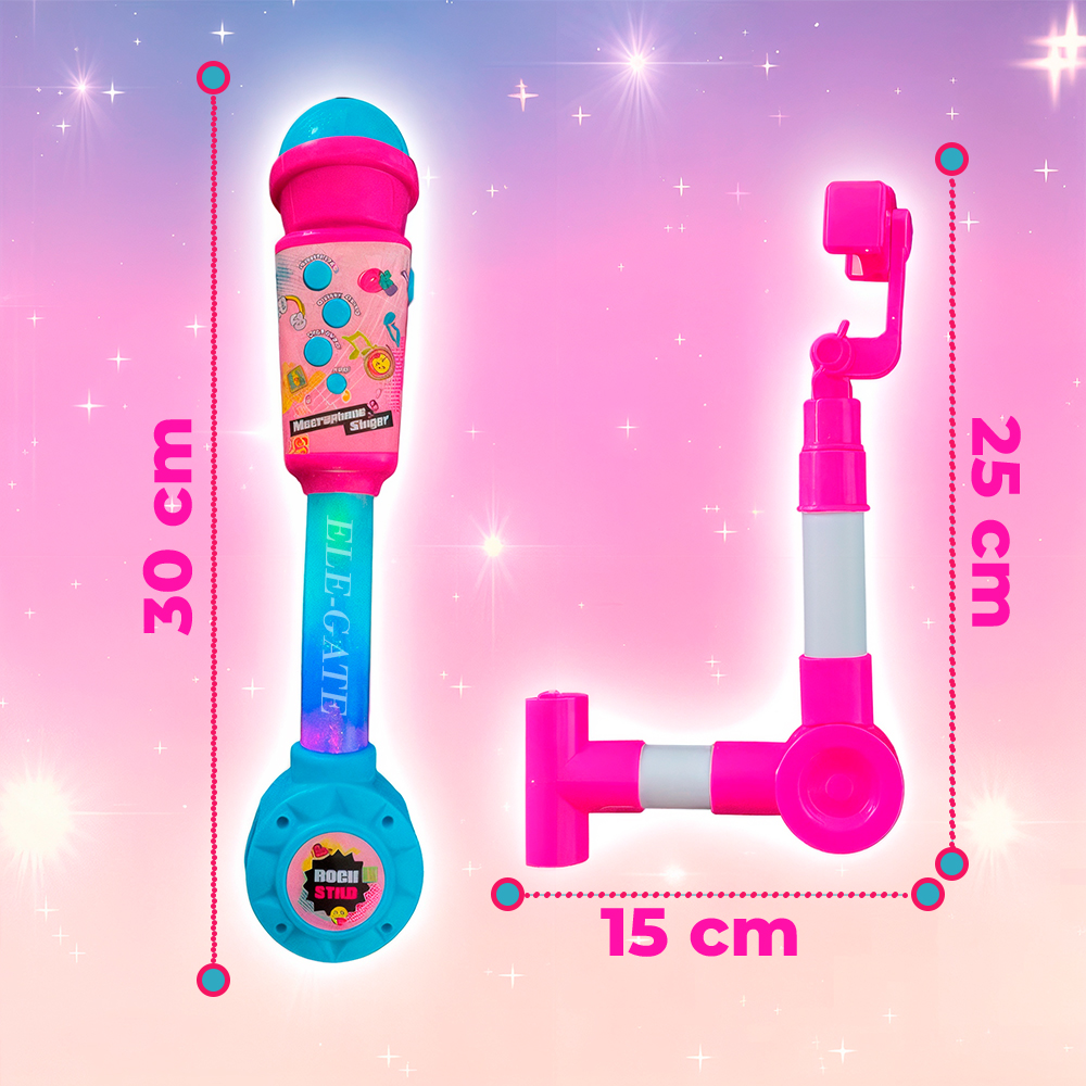 Micrófono con Luz y Efectos Especiales, con Selfie Stick Soporte para Celular - Image 5