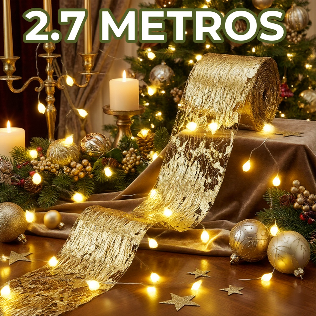 Listón Brilloso de Tela Acabado Metálico 2.7 Metros – Dorado, Plateado y Cobre - Image 5
