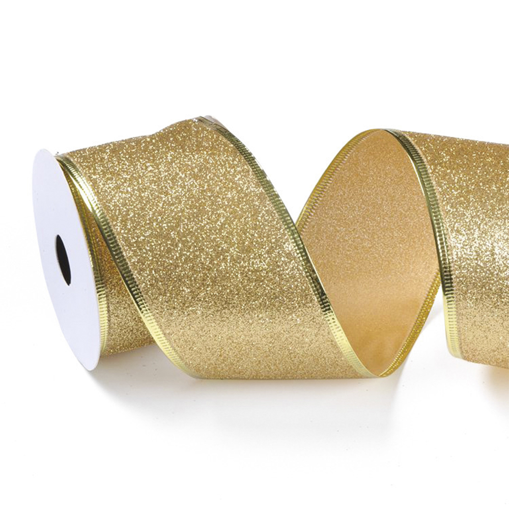 Listón de Tela con Brillantina – Rojo, Verde y Dorado - Image 2