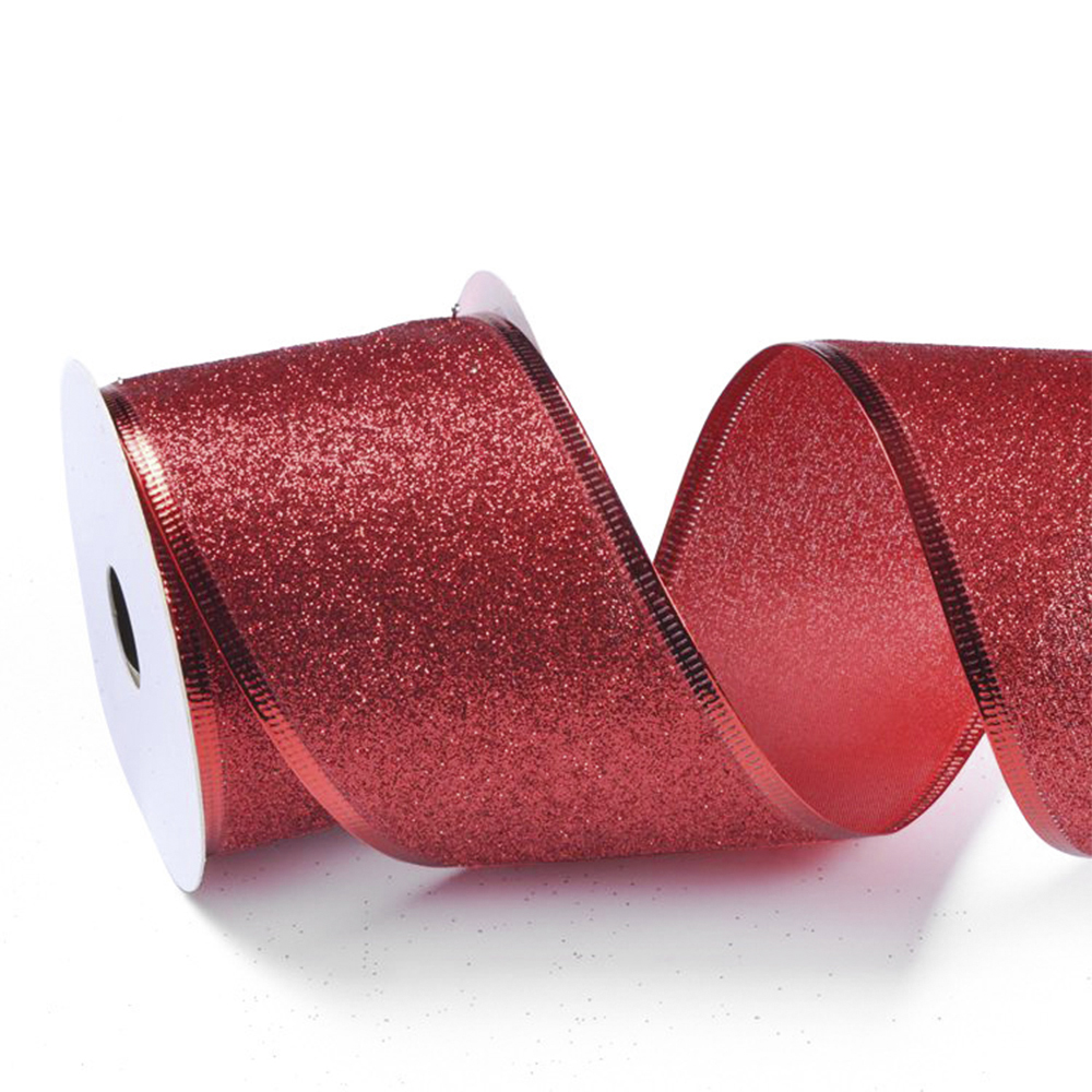 Listón de Tela con Brillantina – Rojo, Verde y Dorado - Image 3