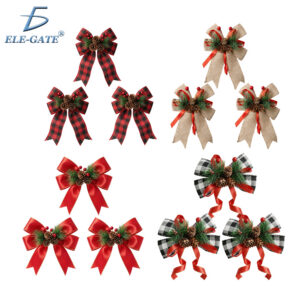 Paquete de 3 Moños de Navidad con mini Bouquet de Garapiña y Frutos Rojos