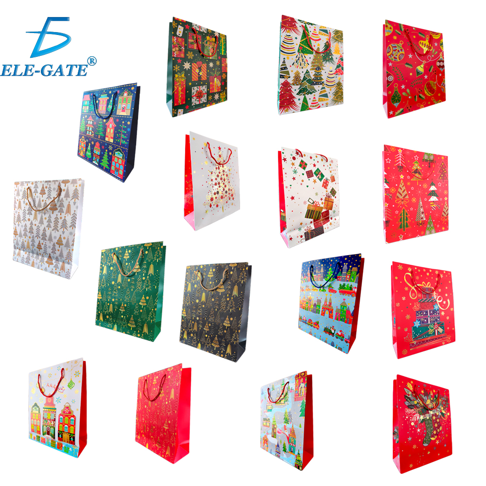 Bolsa de Regalo Grande Navideña con Asa de Cuerda Roja - Image 2