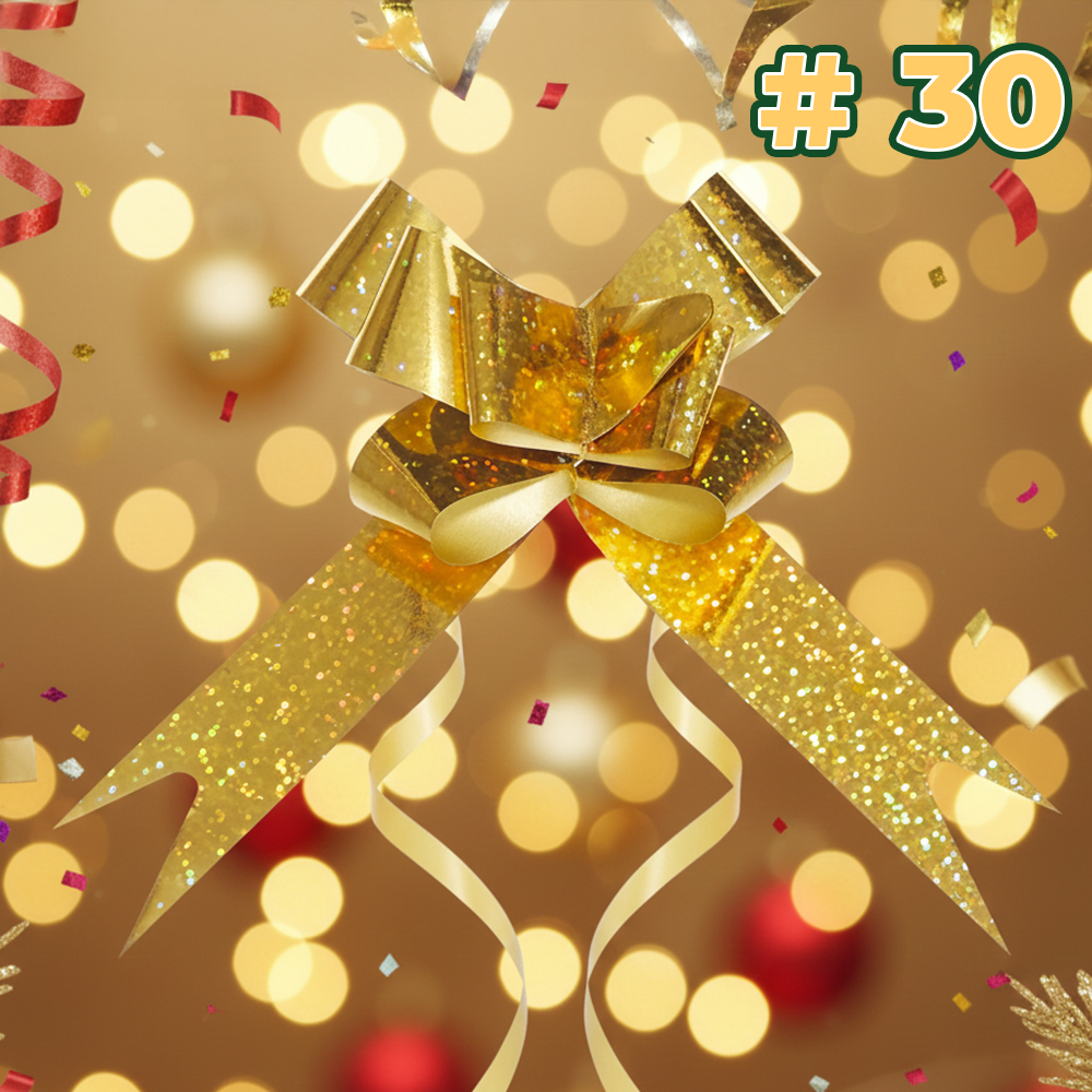 Moño Mágico Cromado Holográfico Número 30 | Paquete de 10 Moños para Regalo - Image 8