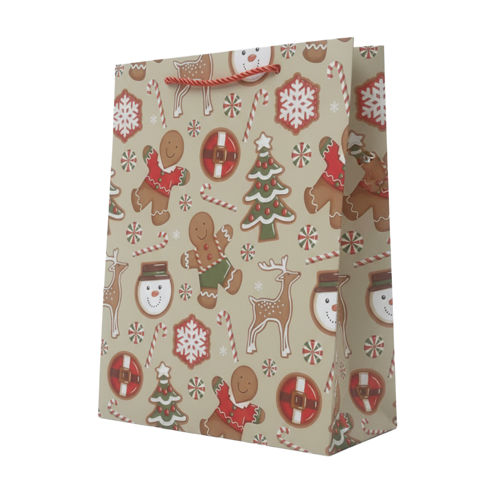 Bolsa de Regalo Grande Navideña con Asa de Cuerda Roja - Image 4