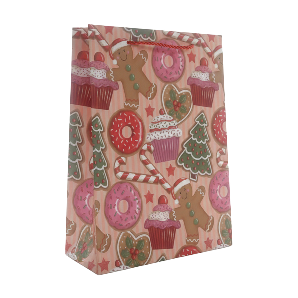 Bolsa de Regalo Grande Navideña con Asa de Cuerda Roja - Image 3