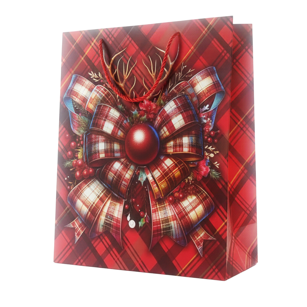 Bolsa de Regalo Grande Navideña con Asa de Cuerda Roja - Image 9