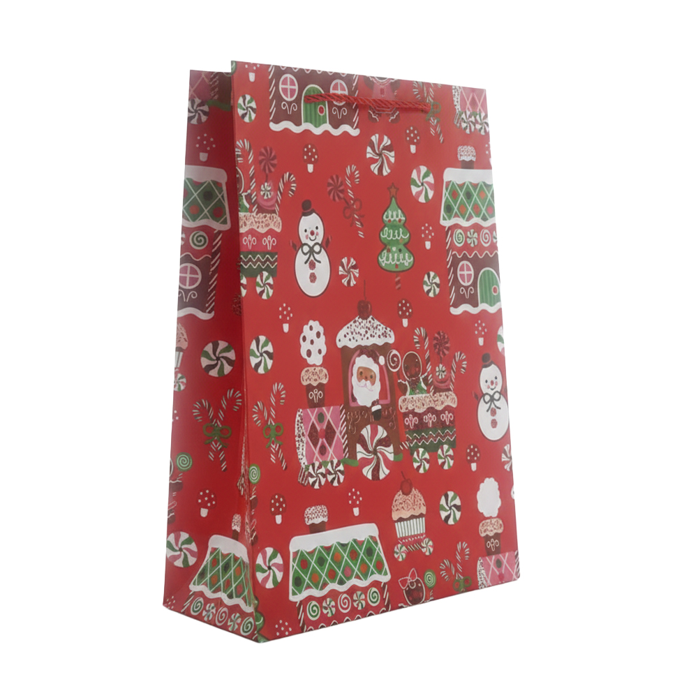 Bolsa de Regalo Grande Navideña con Asa de Cuerda Roja - Image 7