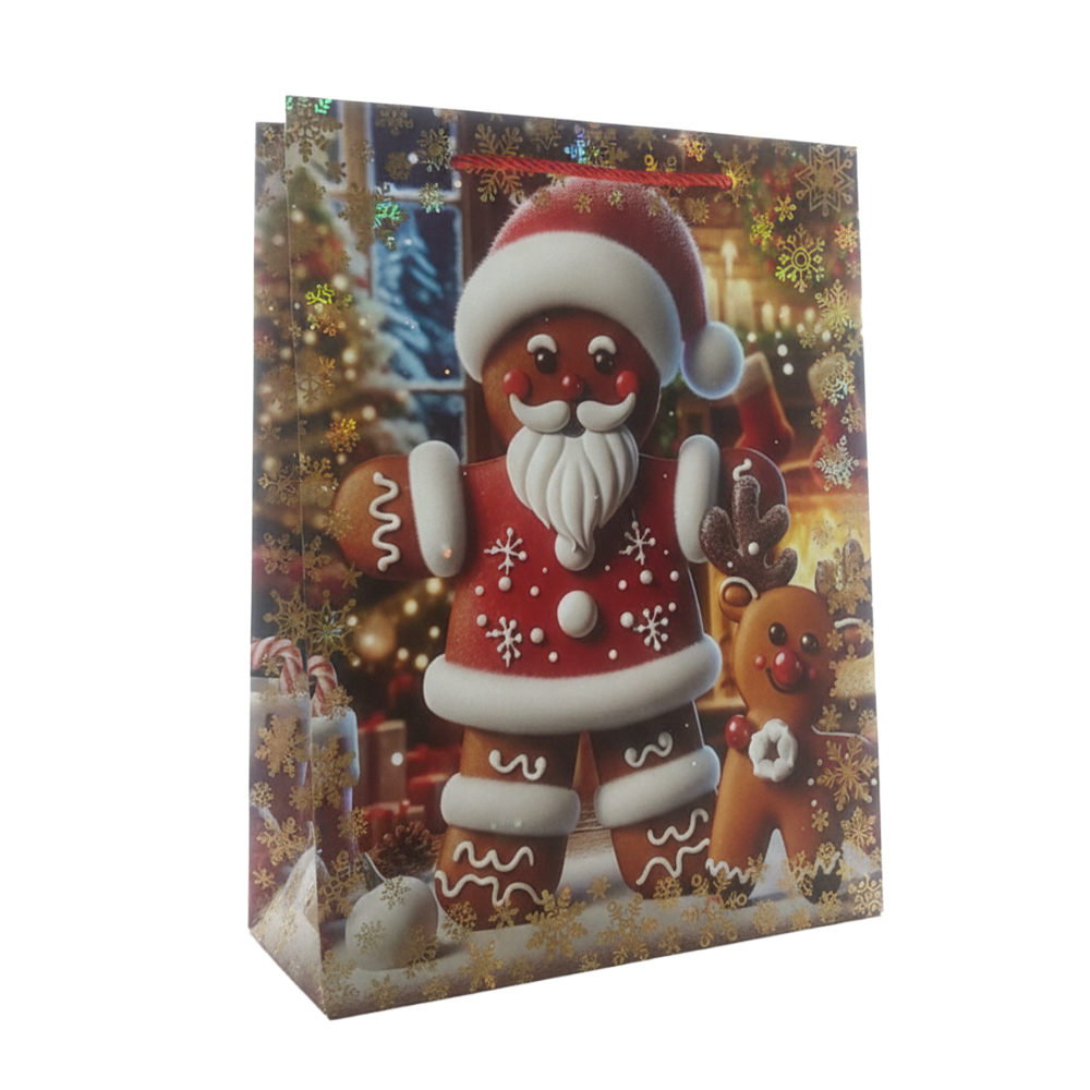 Bolsa de Regalo Grande Navideña con Asa de Cuerda Roja - Image 6