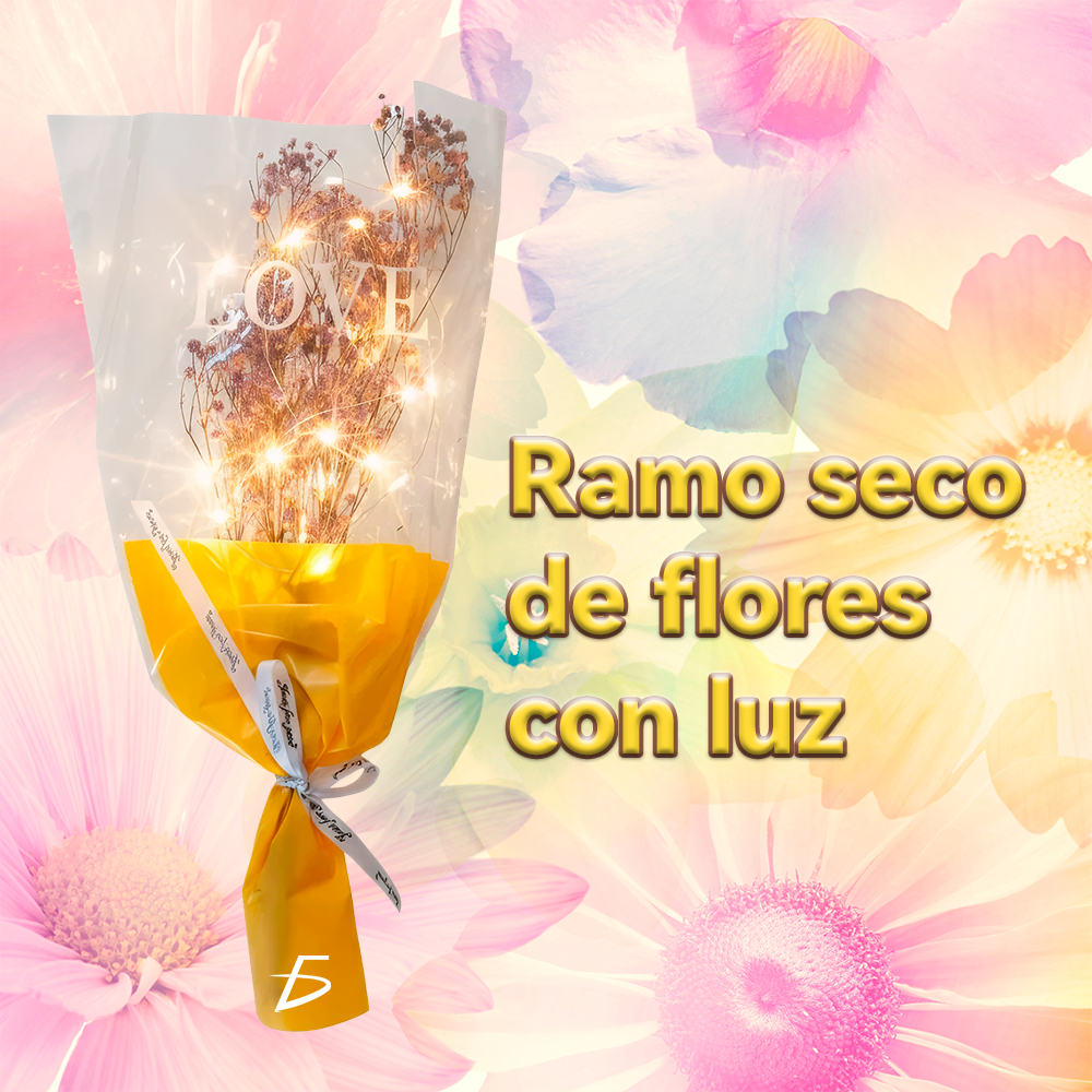 Ramo de Flores Secas con Luces LED Cálidas – Regalo Decorativo con Celofán y Pilas Incluidas - Image 5