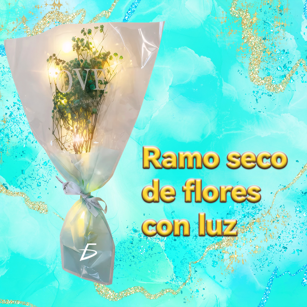 Ramo de Flores Secas con Luces LED Cálidas – Regalo Decorativo con Celofán y Pilas Incluidas - Image 4