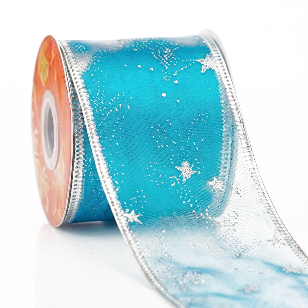 Listones Satinados con Transparencia y Toques Navideños en Dorado y Plata – Rollo de 9 Metros - Image 2