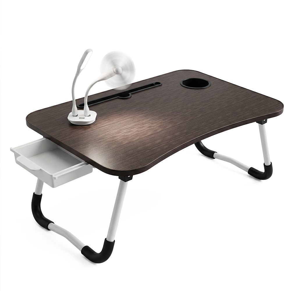 Mesa de Cama Plegable para Laptop 17” con USB, Lámpara, Ventilador y Cajón - Image 4