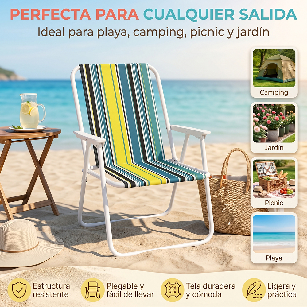 Silla Plegable Portátil para Playa y Camping HOG.MK053 | Tela Oxford y Acero Reforzado | Ultraligera - Image 2