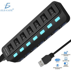 Hub USB 3.0 de 7 Puertos con Interruptores LED Individuales – 5Gbps Alta Velocidad
