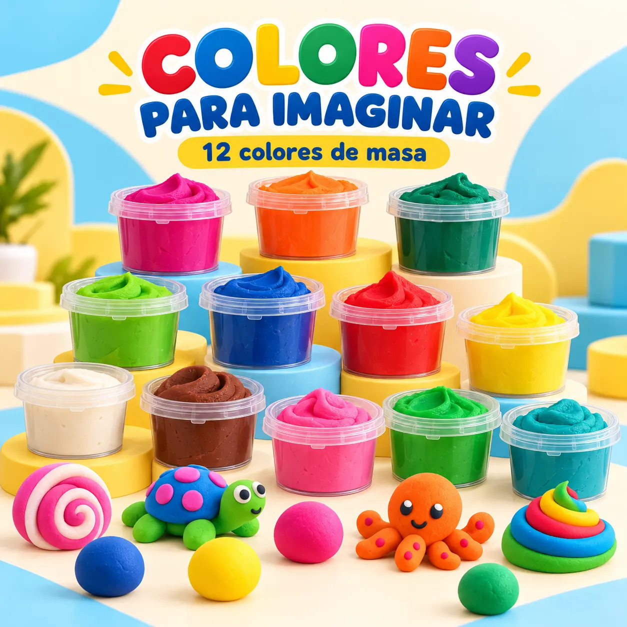 Set de Plastilina de 12 Colores con Moldes de Tematica de Dulcería - Imagen 3