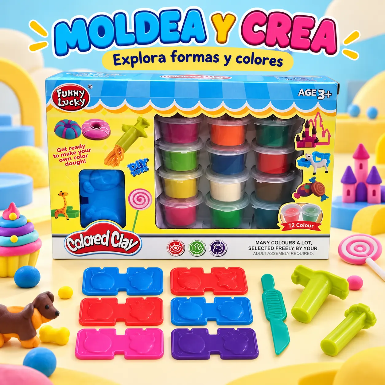 Set de Plastilina de 12 Colores con Moldes de Tematica de Dulcería - Imagen 2