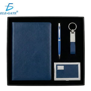 Set de Regalo Elegante con Libreta, Tarjetero, Llavero y Pluma – Tono Azul Rey