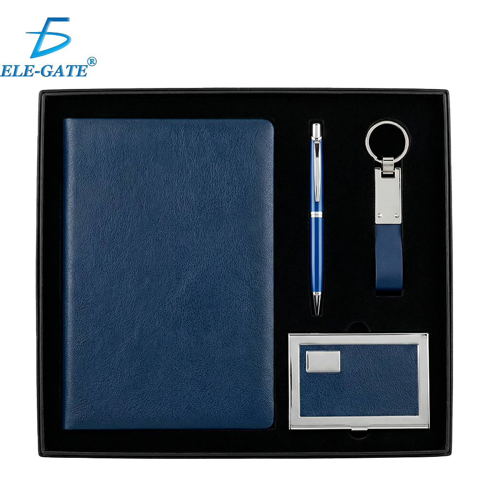 Set de Regalo Elegante con Libreta, Tarjetero, Llavero y Pluma – Tono Azul Rey