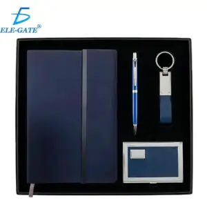 Set de Regalo Elegante con Libreta, Tarjetero, Llavero y Pluma – Tono Azul Rey