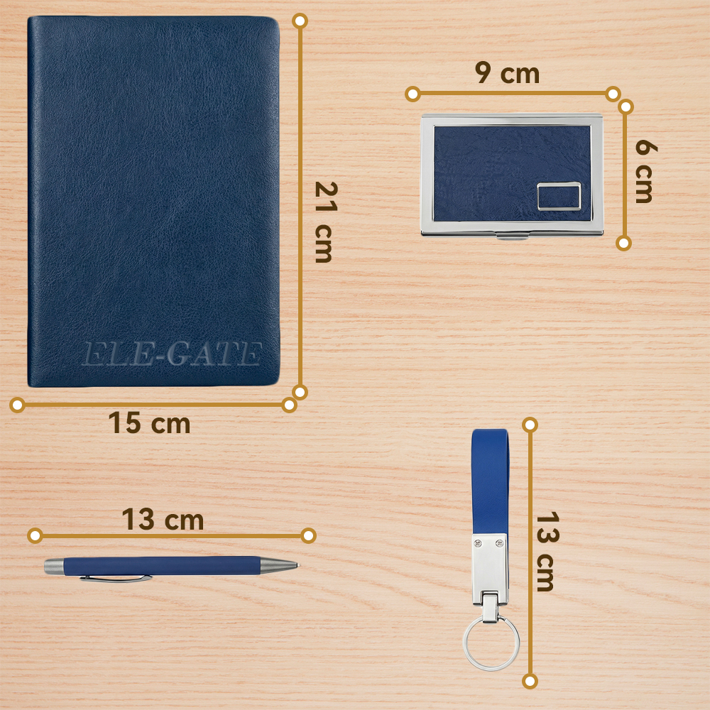 Set de Regalo Elegante con Libreta, Tarjetero, Llavero y Pluma – Tono Azul Rey - Image 4