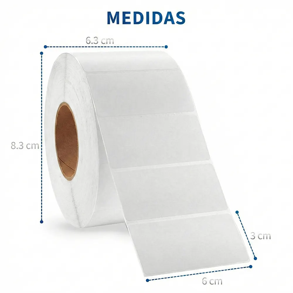 Papel Térmico Tipo Etiqueta 3 x 6 cm con Adhesivo Súper Potente - Imagen 4