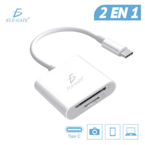 Lector de Tarjetas USB-C 2 en 1 para SD y TF/MicroSD para Celular Tablet y Laptop