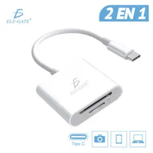 Lector de Tarjetas USB-C 2 en 1 para SD y TF/MicroSD para Celular Tablet y Laptop