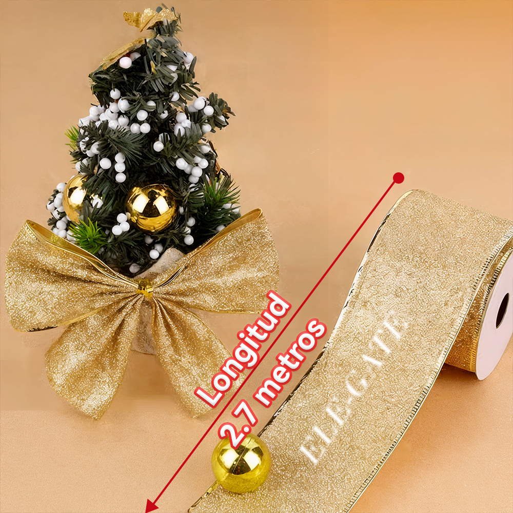 Cintas Navideñas Diseños Variados en Rojo Verde Oro y Plata – 6.3 cm x 2.7 m por rollo - Image 4