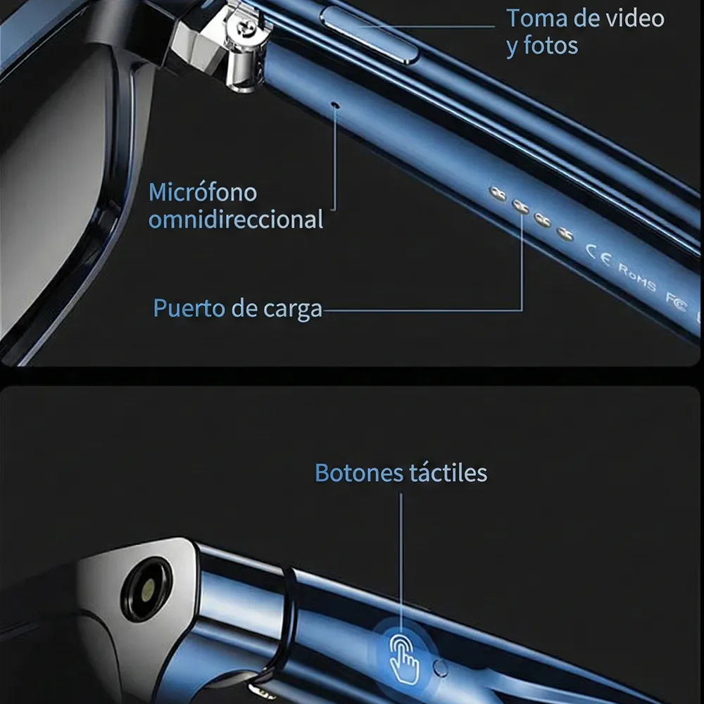 Lentes Inteligentes con Filtro UV AI con Cámara HD 8MP y Traducción en Tiempo Real - Imagen 4