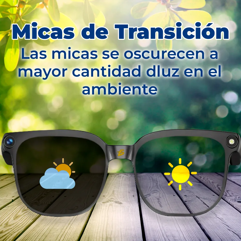 Lentes Inteligentes AI con Mica Transición y Cámara HD 8MP - Imagen 2