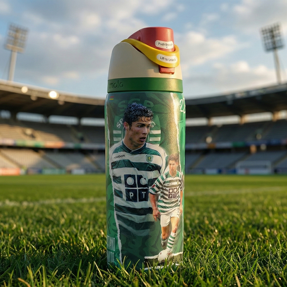 Botella Térmica Deportiva Messi y Cristiano Ronaldo 1000 ml – Acero Inoxidable con Popotes y Aislamiento 24 Horas - Image 3