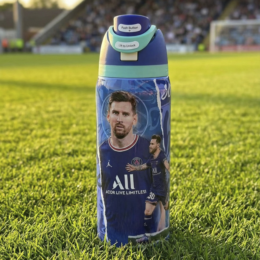 Botella Térmica Deportiva Messi y Cristiano Ronaldo 1000 ml – Acero Inoxidable con Popotes y Aislamiento 24 Horas - Image 6