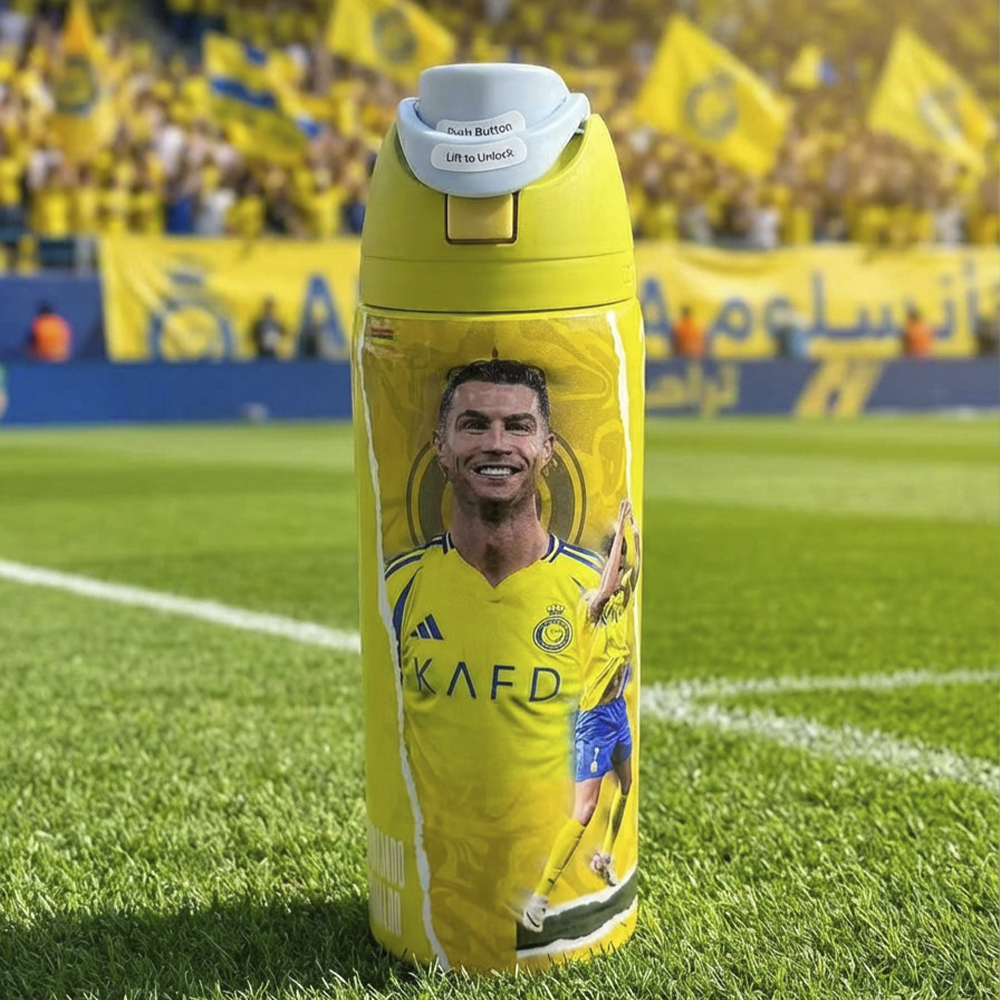 Botella Térmica Deportiva Messi y Cristiano Ronaldo 1000 ml – Acero Inoxidable con Popotes y Aislamiento 24 Horas - Image 4