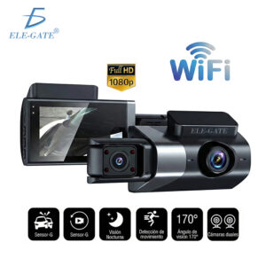 Dash Cam WiFi 2 Lentes 1080P Full HD Cámara para Auto DVR con Pantalla de 3"Visión Nocturna IR