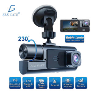 Cámara de Seguridad DVR (Frontal + Interior) con Pantalla Compacta de 2.0" Visión Nocturna IR con 4 LEDs
