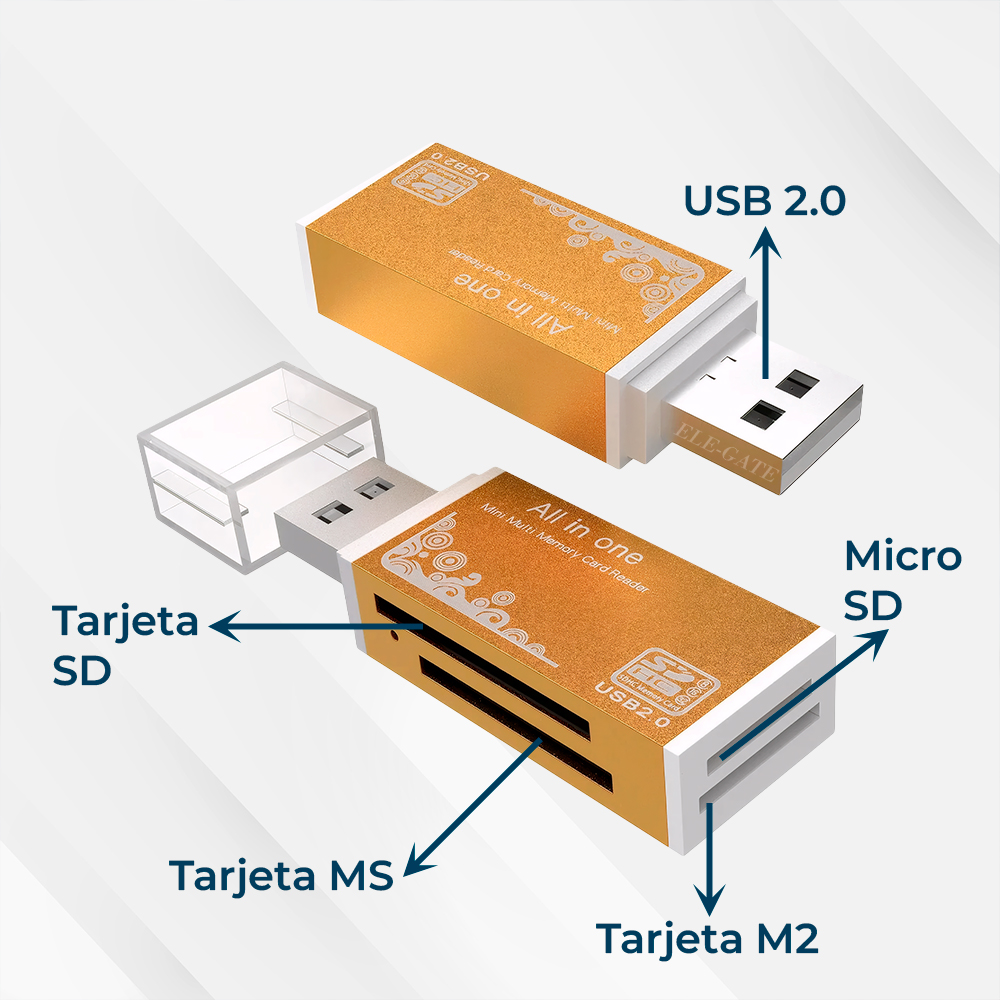 Lector de Tarjetas Micro SD, MS Duo, M2 y SD 4 en 1 USB 2.0 - Image 7